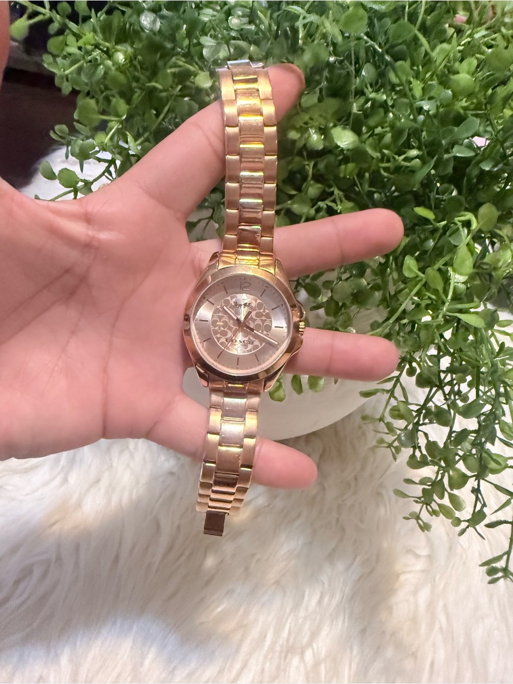 Coach Rose Gold Bracelet Watch with Signature Accent